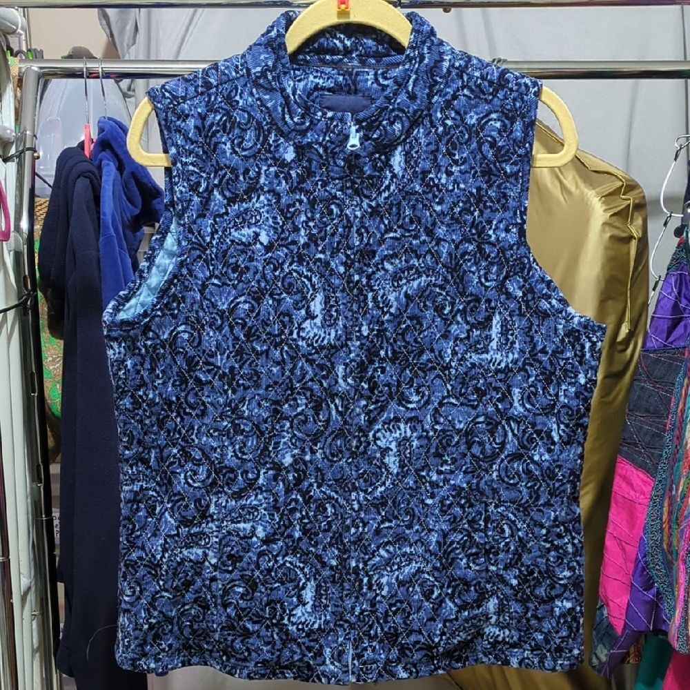 Basic Editions Corduroy Paisley Vest Size L Invw395